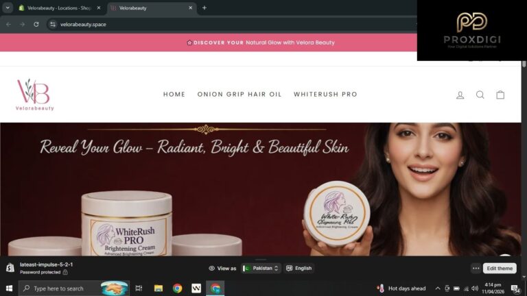 Ecommerce Website Project by ProxDigi – velorabeauty.space